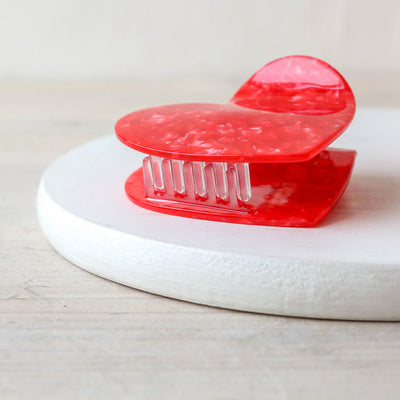 Hand Painted Cellulose Hair Claw - Marbled Heart