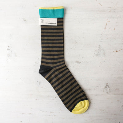 Bonne Maison Socks - Slate Stripe