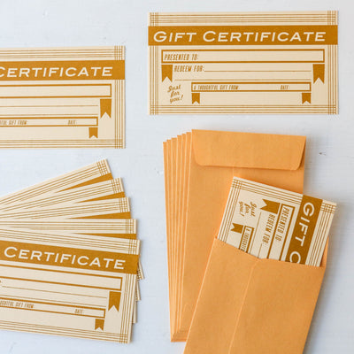 Blank Gift Certificates & Envelopes Brown - Pack of 8