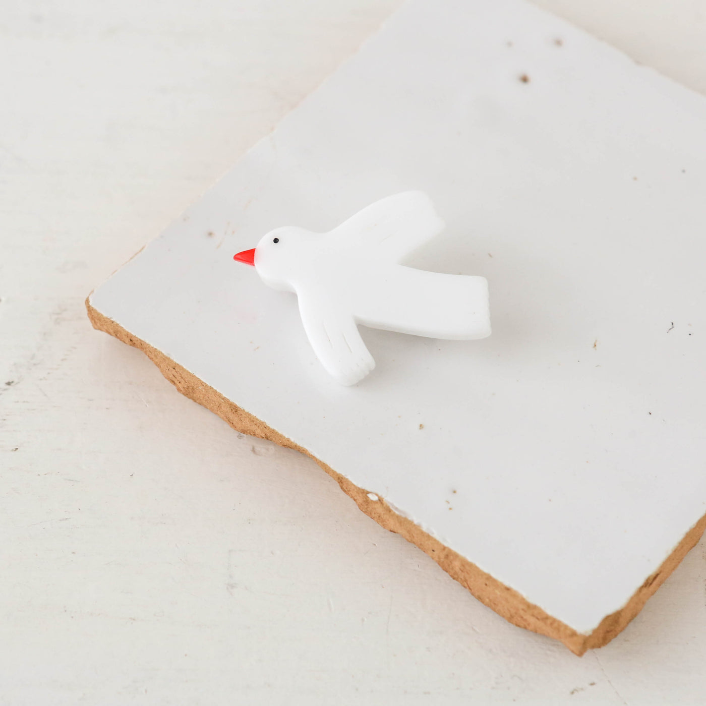 Abstract Egret Bird Resin Brooch in White