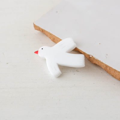 Abstract Egret Bird Resin Brooch in White