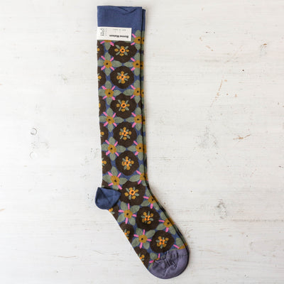 Bonne Maison Long Socks - Checkered Denim