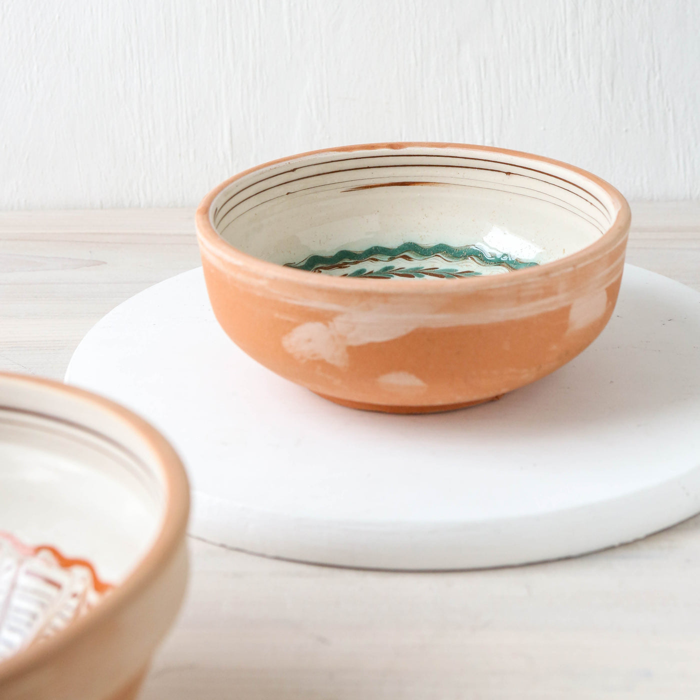 15cm Horezu Stoneware Serving Bowl - Cream Multi