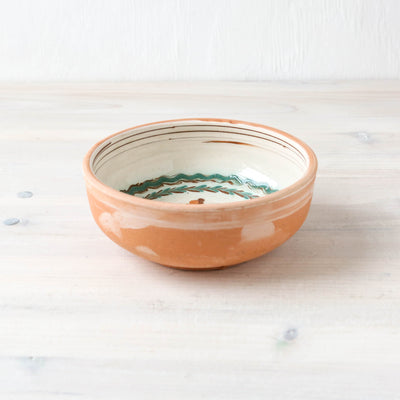 15cm Horezu Stoneware Serving Bowl - Cream Multi