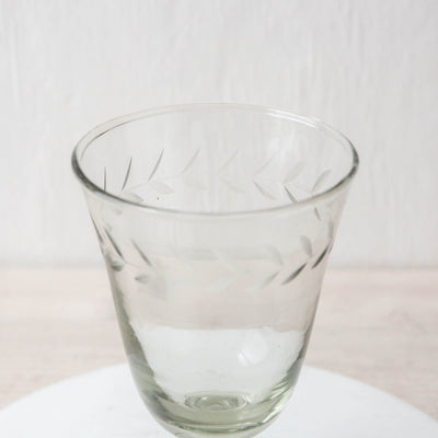 Etched Vintage Style White Wine Glass