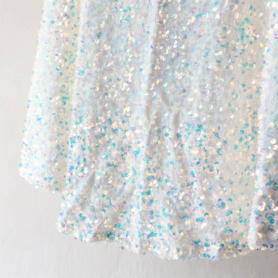 White Holographic Sequin Dress Up Cape