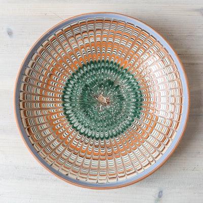 26cm Horezu Stoneware Serving Platter - Brown Multi