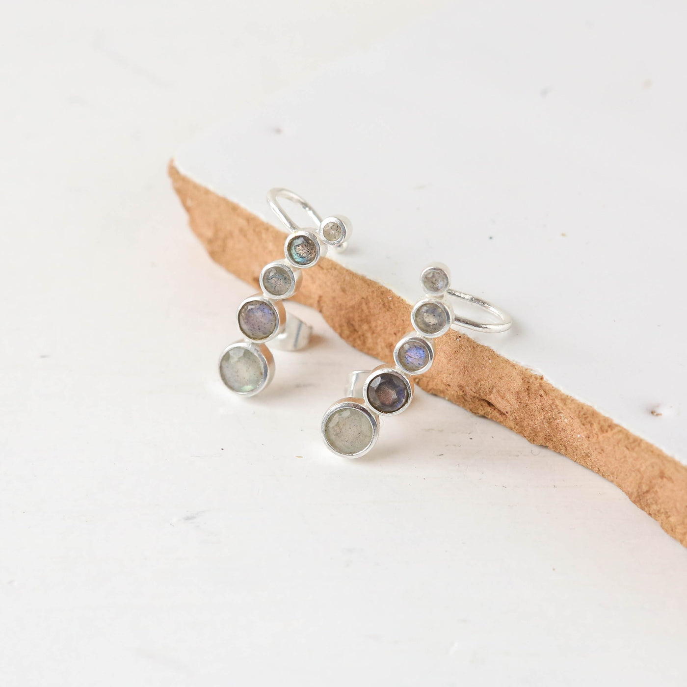 Elina Labradorite Ear Climber Earrings