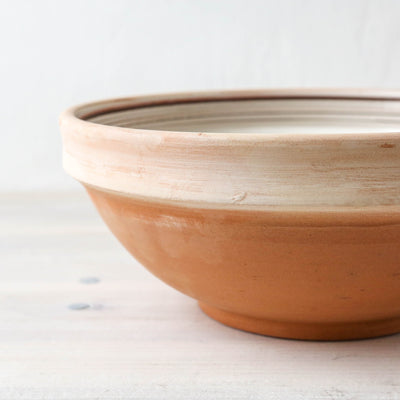 24cm Horezu Stoneware Serving Bowl - Cream Multi