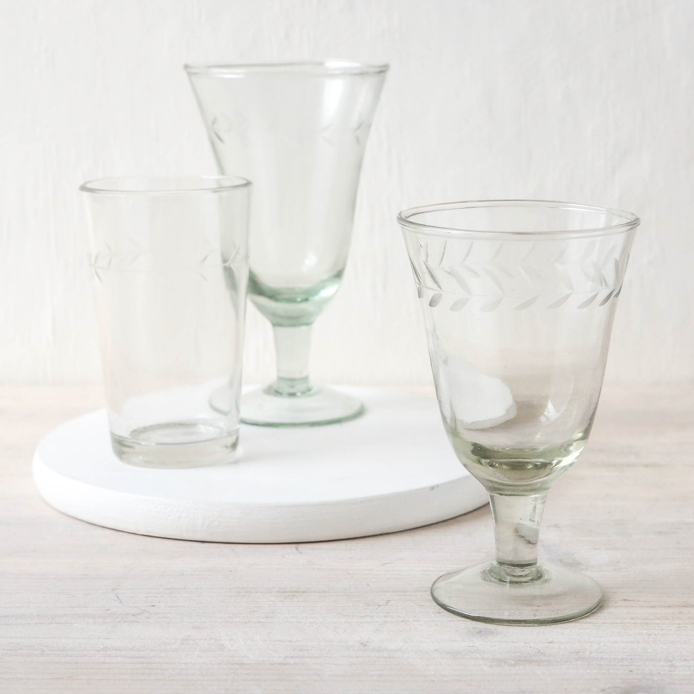 Etched Vintage Style Water Glass