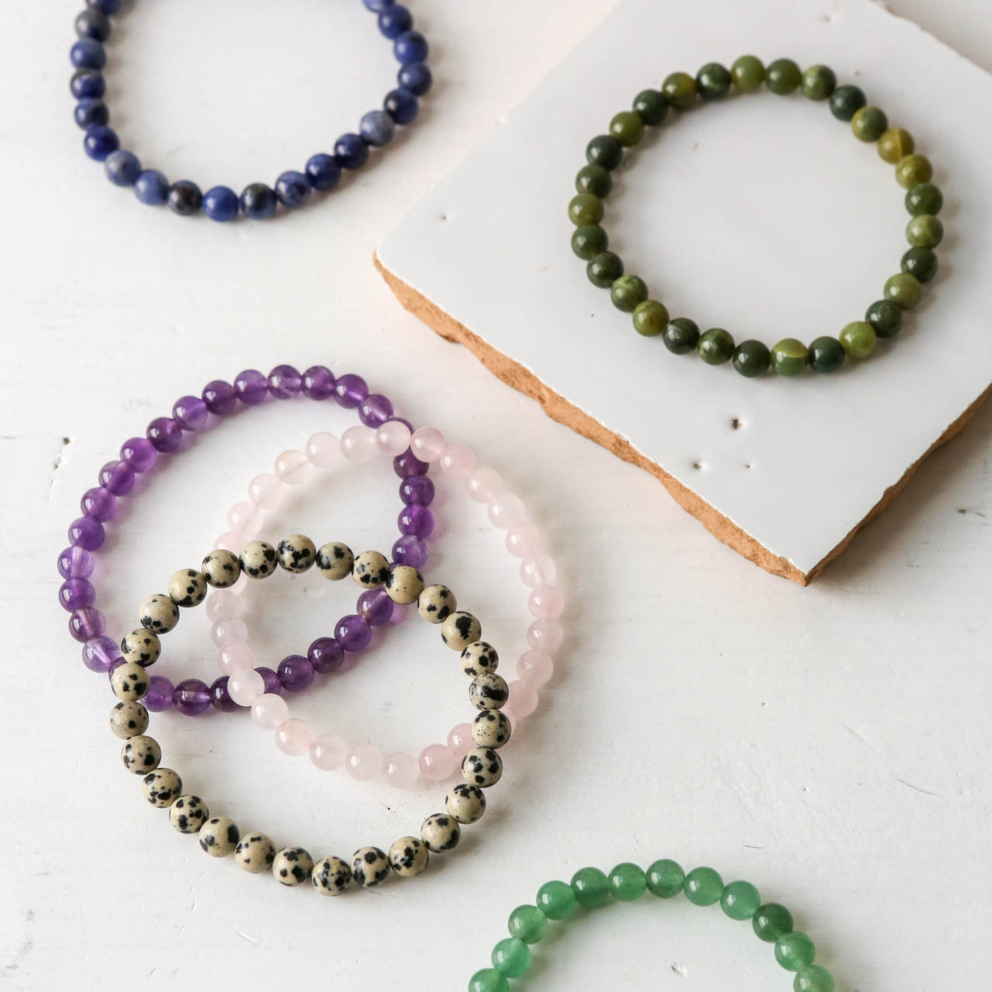 Gemstone Bead Stretch Bracelet - 6mm Beads