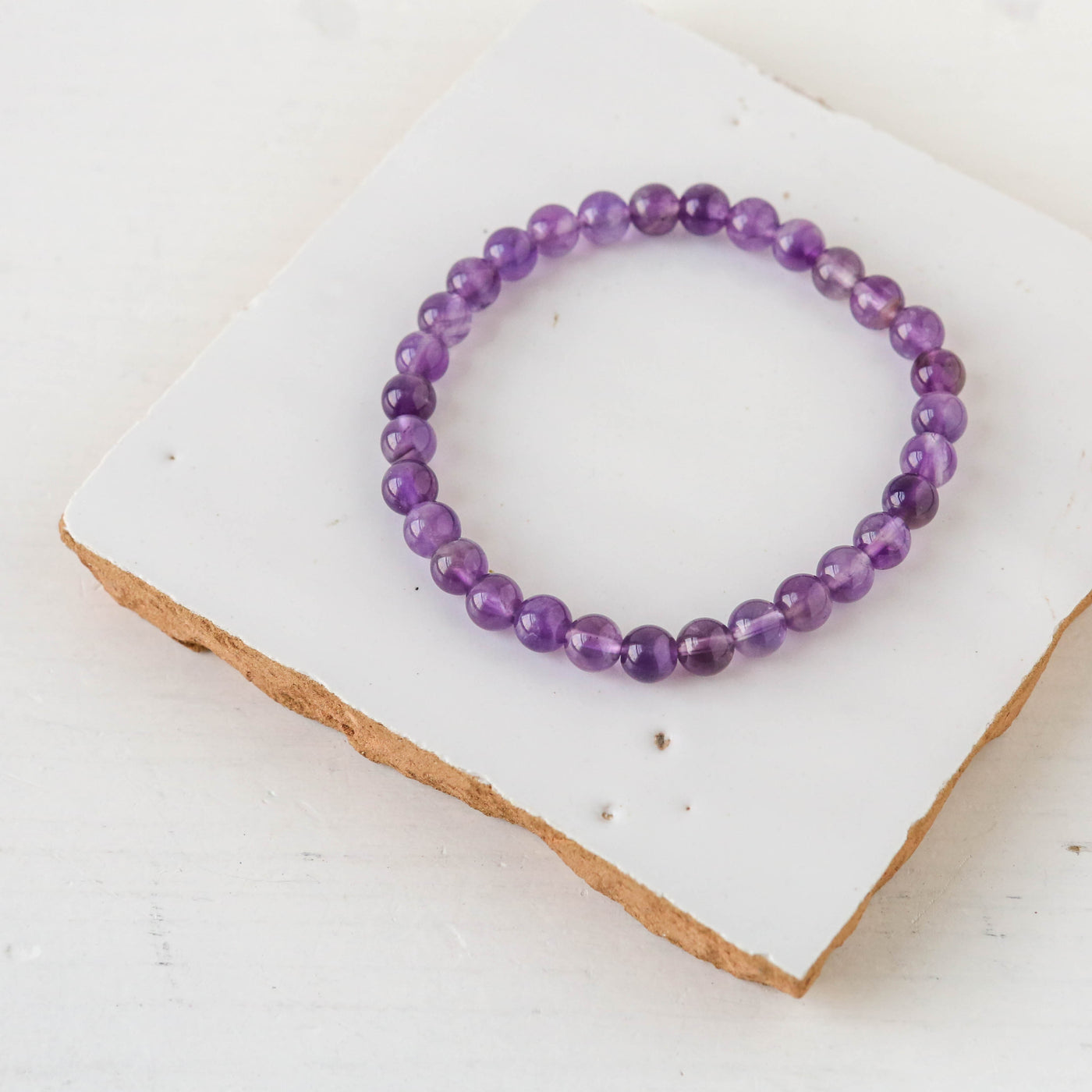 Gemstone Bead Stretch Bracelet - 6mm Beads