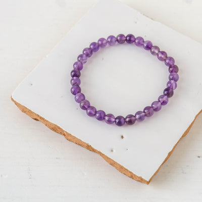 Gemstone Bead Stretch Bracelet - 6mm Beads