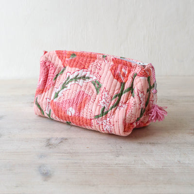 Quilted Cotton Wash Bag - Small