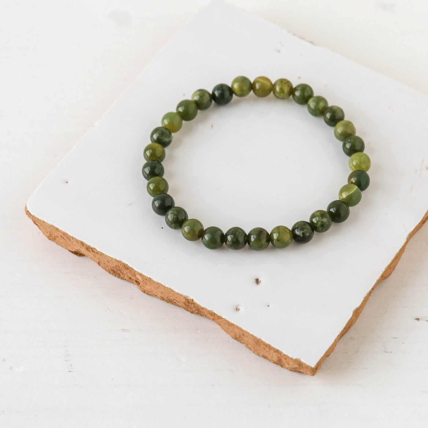 Gemstone Bead Stretch Bracelet - 6mm Beads