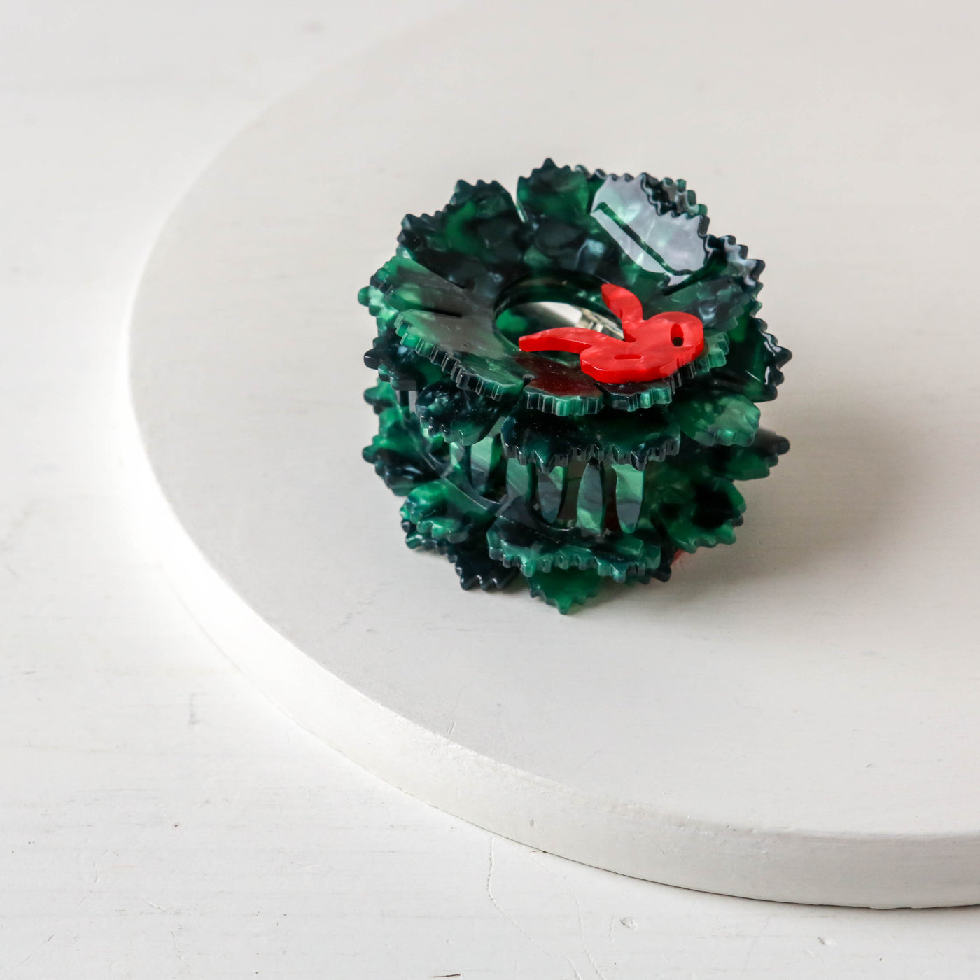 Hand Painted Cellulose Hair Claw - Origami Wreath