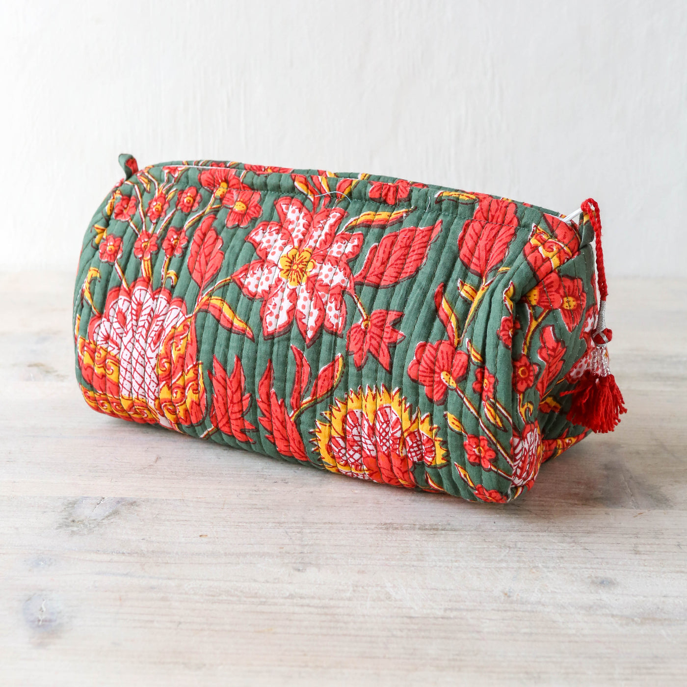 Quilted Cotton Wash Bag - Medium