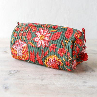 Quilted Cotton Wash Bag - Medium