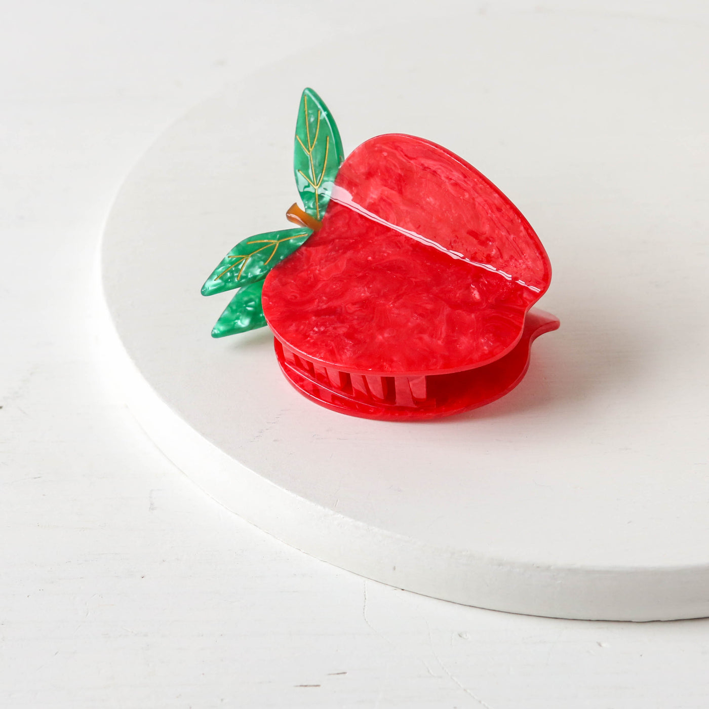 Hand Painted Cellulose Hair Claw - Apple