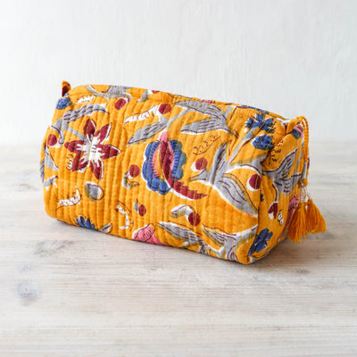 Quilted Cotton Wash Bag - Medium