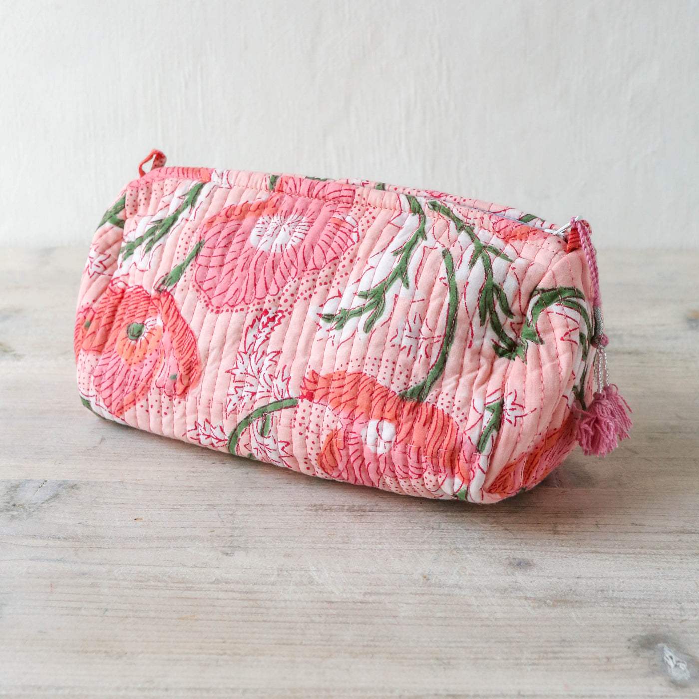 Quilted Cotton Wash Bag - Medium