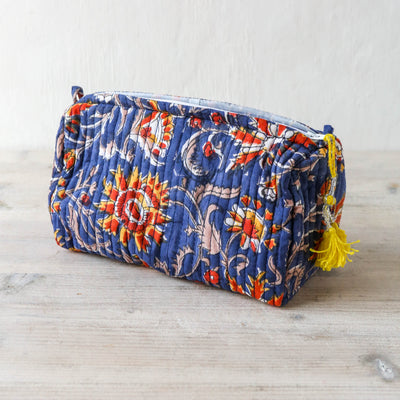 Quilted Cotton Wash Bag - Medium