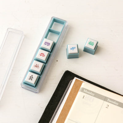 Pre-inked Pick! 6 Button Journal Stamp Set - Vehicles