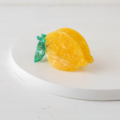 Hand Painted Cellulose Hair Claw - Lemon