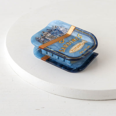 Hand Painted Cellulose Hair Claw - Canned Sardines