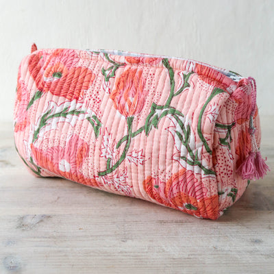 Quilted Cotton Wash Bag - Large