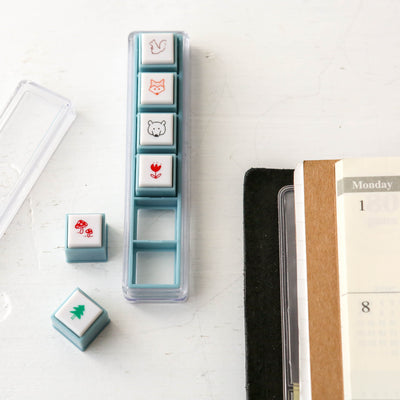 Pre-inked Pick! 6 Button Journal Stamp Set - Forest