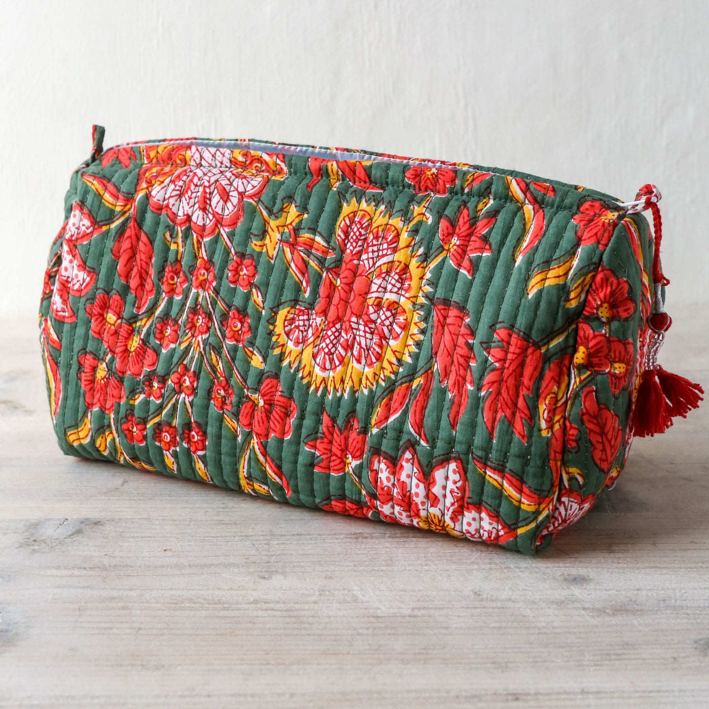 Quilted Cotton Wash Bag - Large