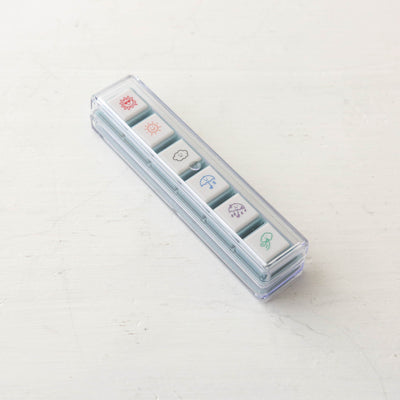 Pre-inked Pick! 6 Button Journal Stamp Set - Weather
