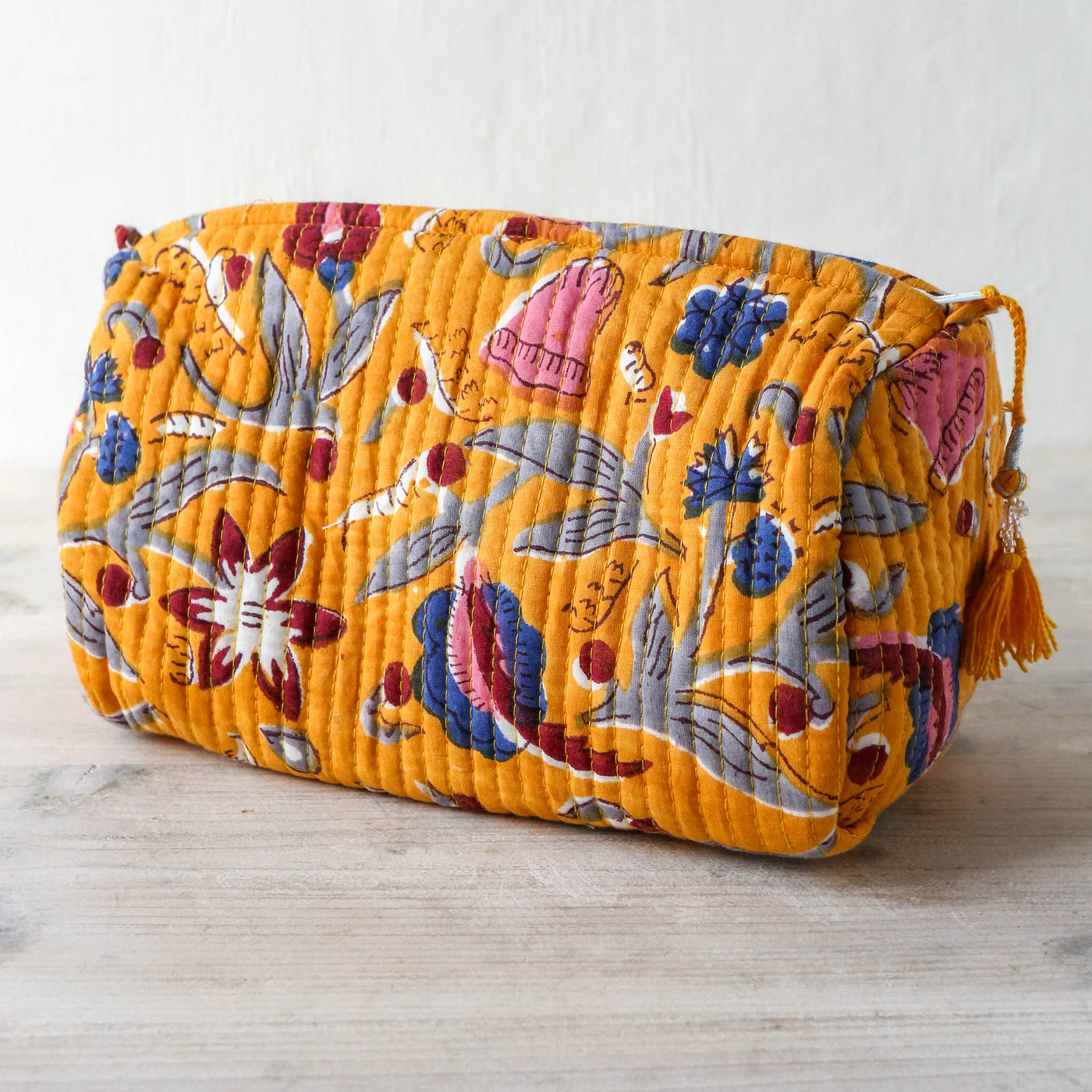 Quilted Cotton Wash Bag - Large