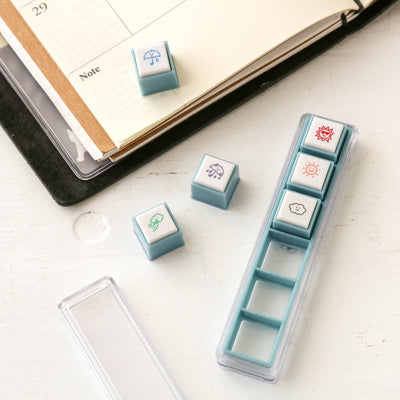 Pre-inked Pick! 6 Button Journal Stamp Set - Weather