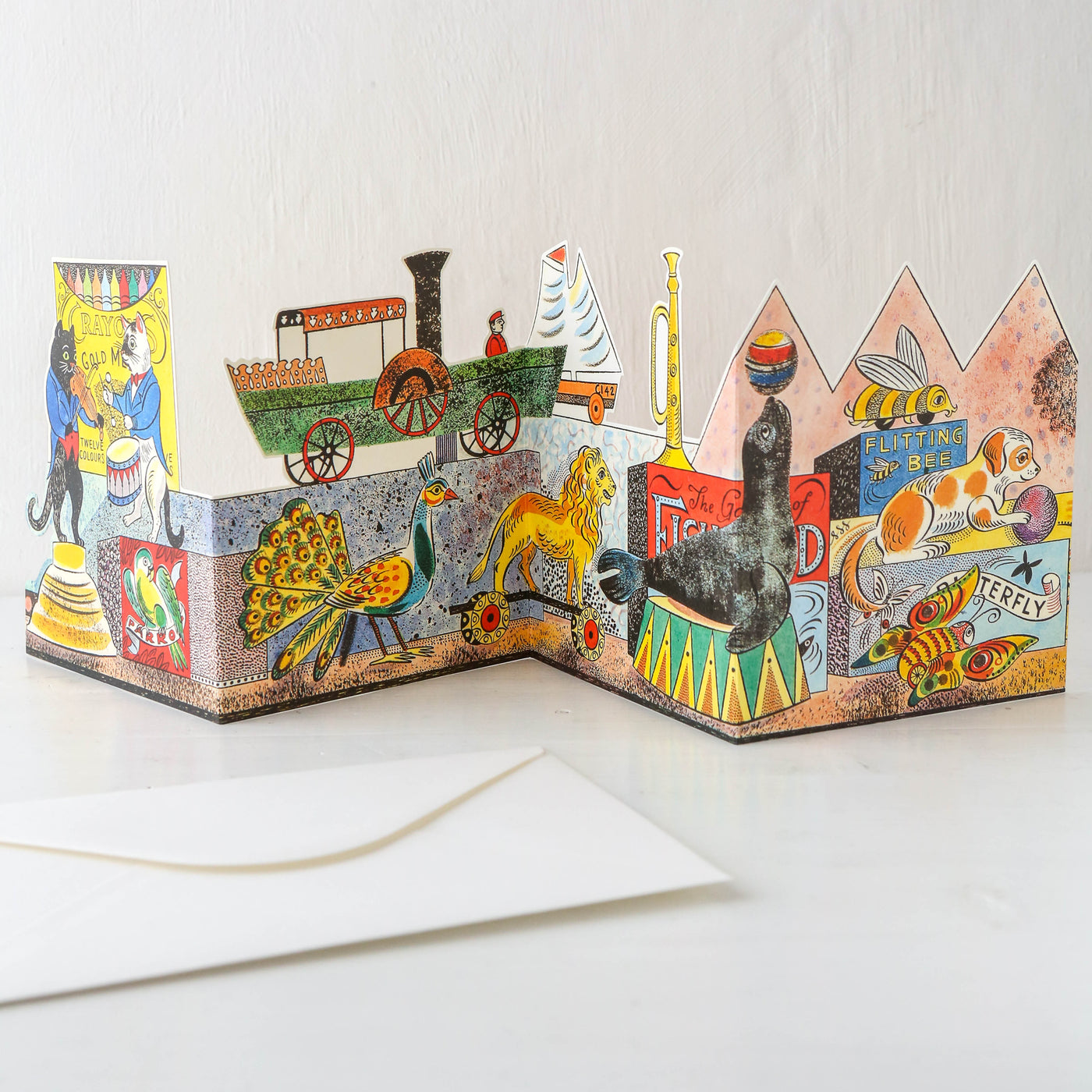 Tin Toys 'Cats' Concertina Die-Cut Greetings Card