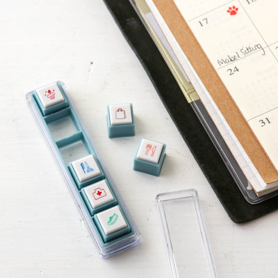 Pre-inked Pick! 6 Button Journal Stamp Set - Schedule