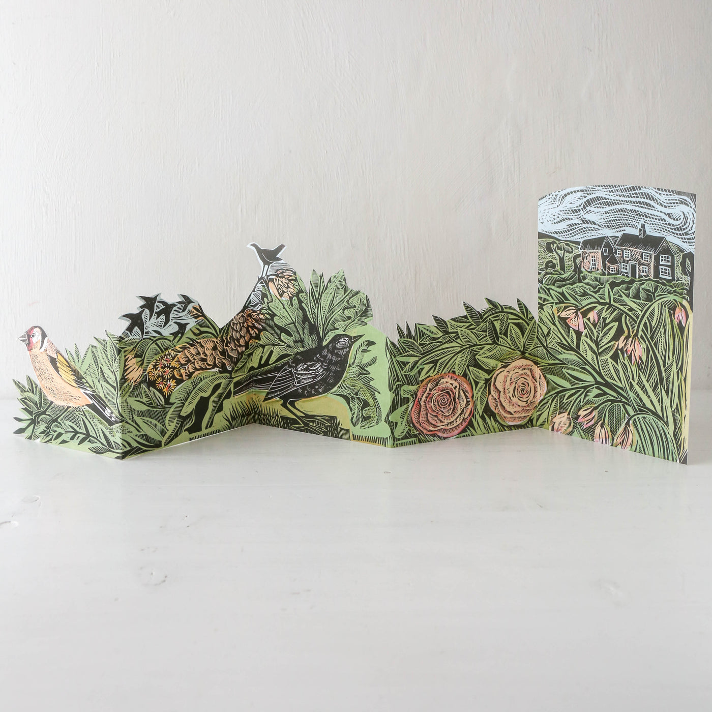 Garden Birds Concertina Die-Cut Greetings Card
