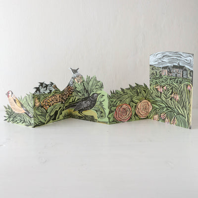 Garden Birds Concertina Die-Cut Greetings Card