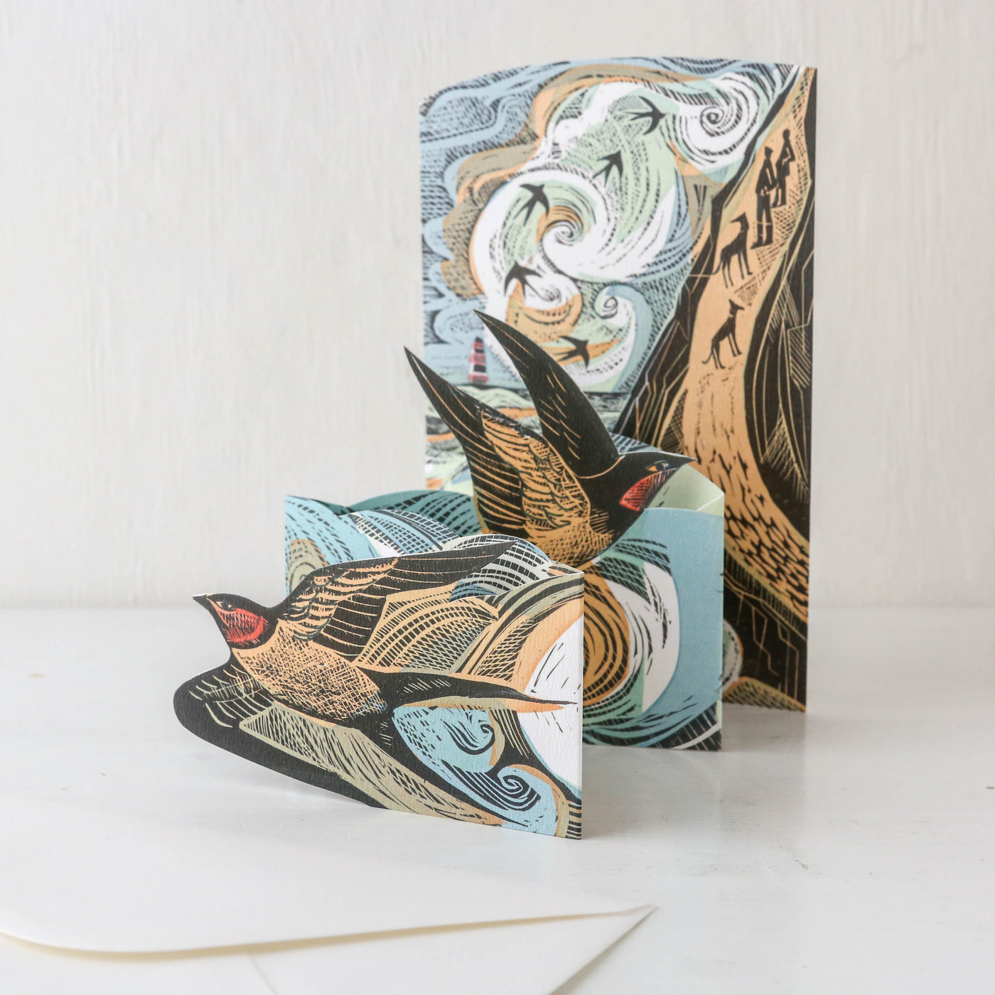 Cornish Swallows Concertina Die-Cut Greetings Card