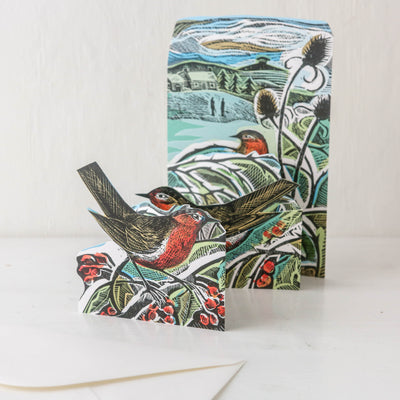 Robins & Teasels Concertina Die-Cut Greetings Card