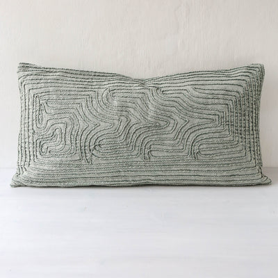 Acerra Embroidered Cushion - Green