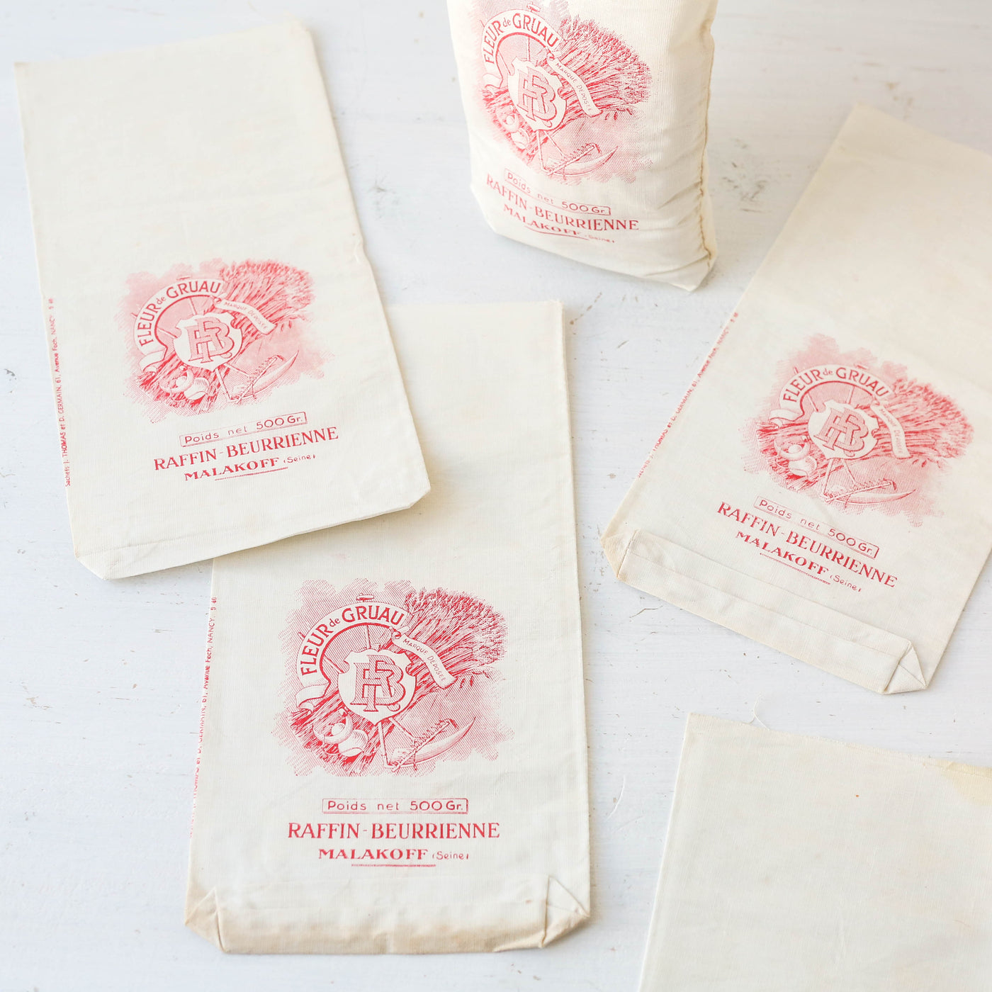 Vintage Fabric 'Fleur de Gruau' Flour Bag