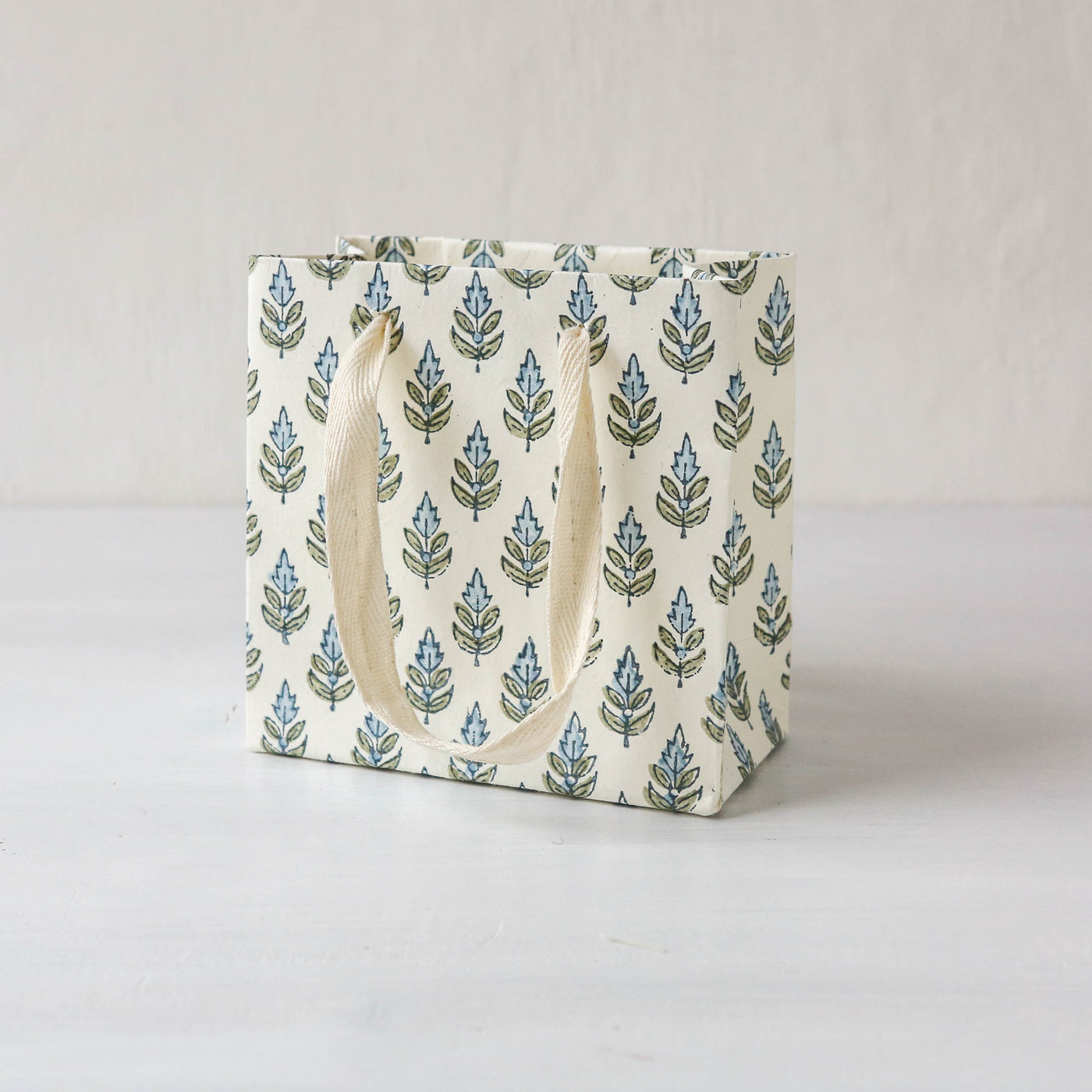 Hand Block Printed Paper Gift Bag - Blue Stone