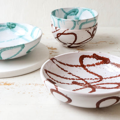 Hand Painted Serving Bowl - Brown