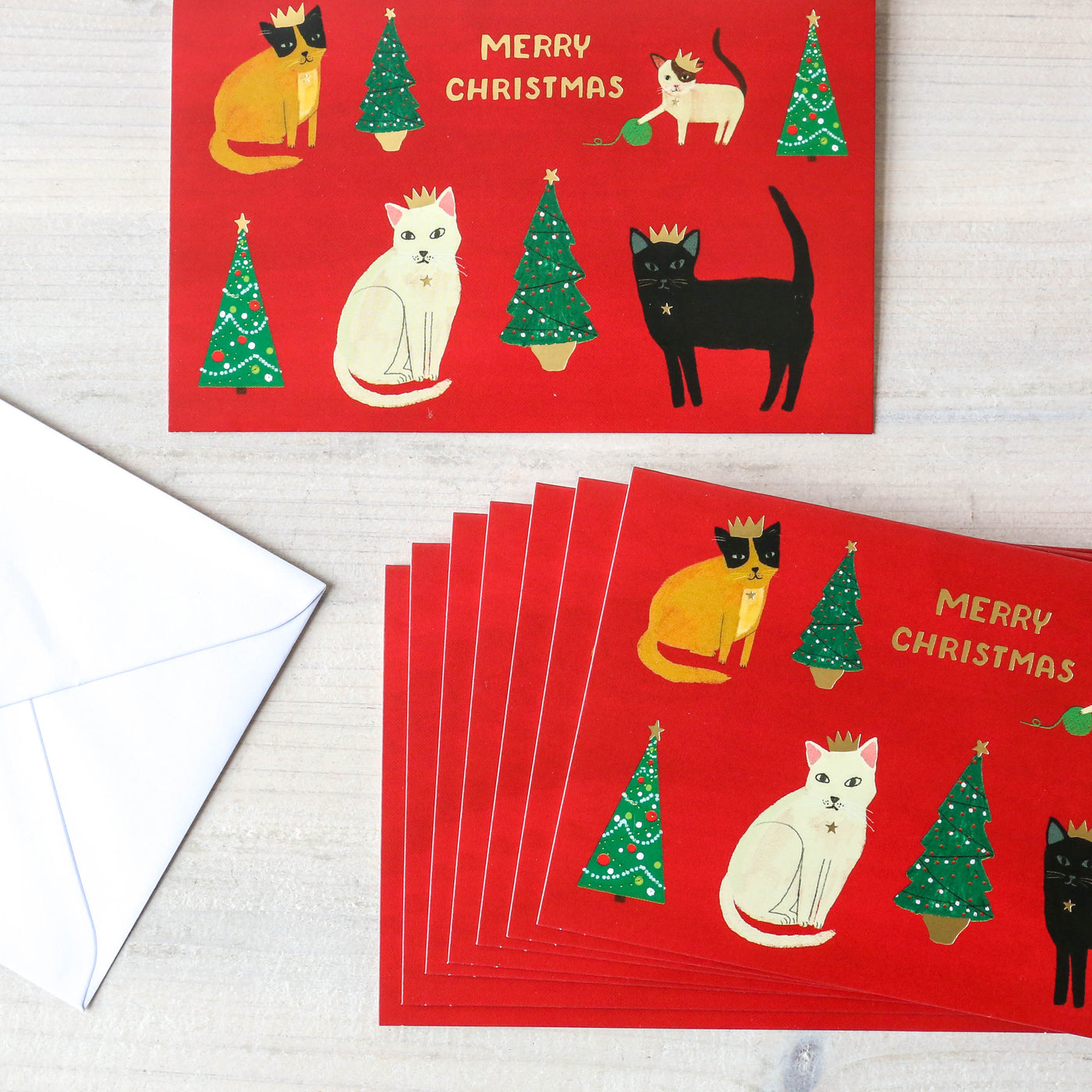 Merry Cats with Hats - Pack of 8 Christmas Cards