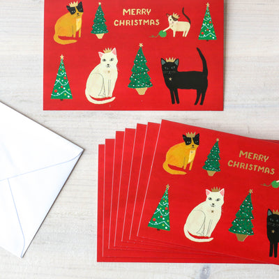 Merry Cats with Hats - Pack of 8 Christmas Cards