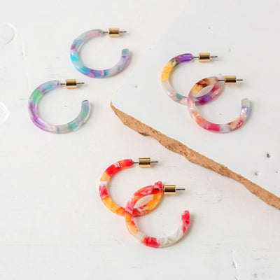 Austin Skinny Resin Hoop Earrings