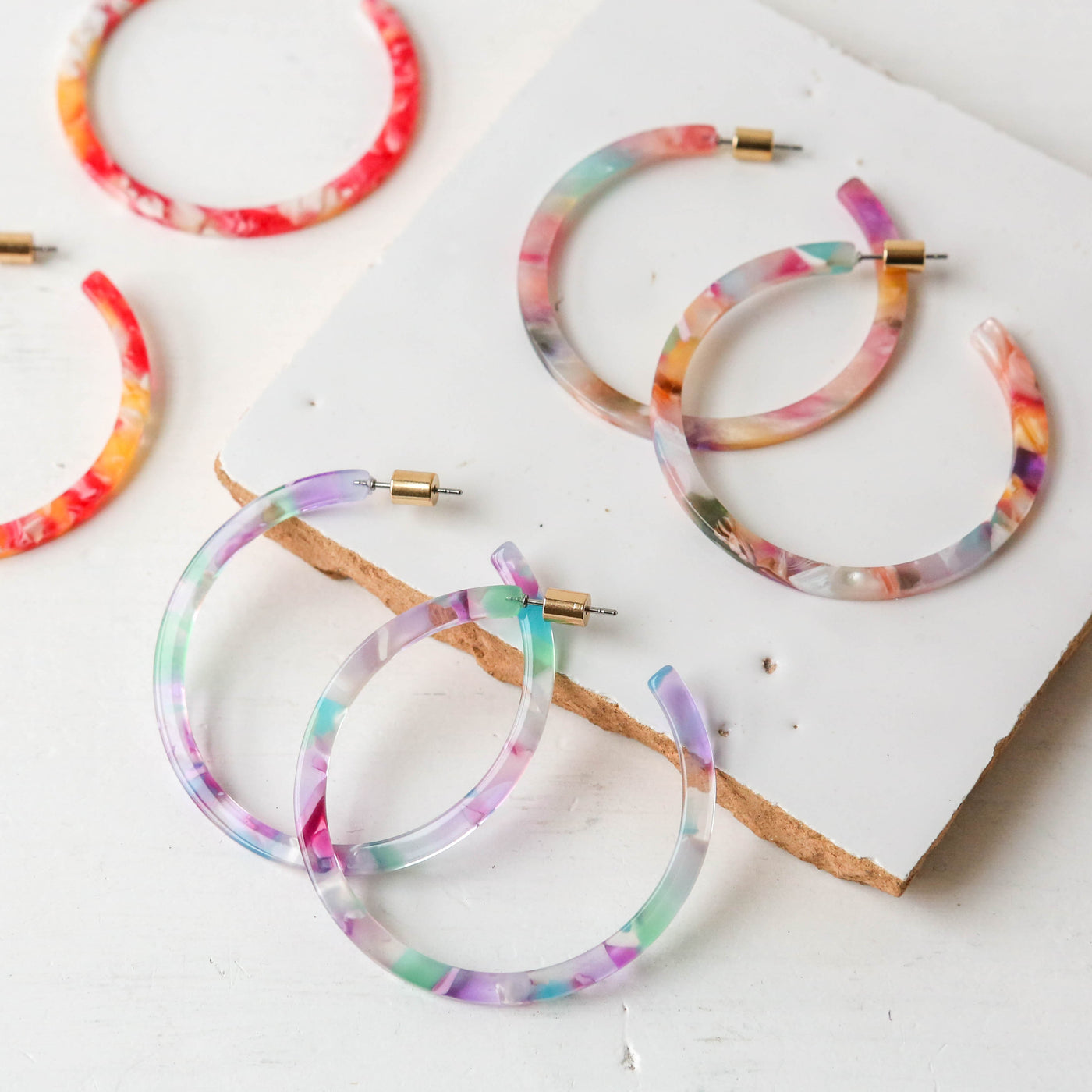 Austin Skinny Statement Resin Hoop Earrings