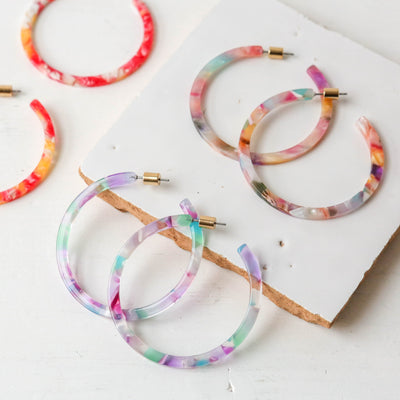 Austin Skinny Statement Resin Hoop Earrings